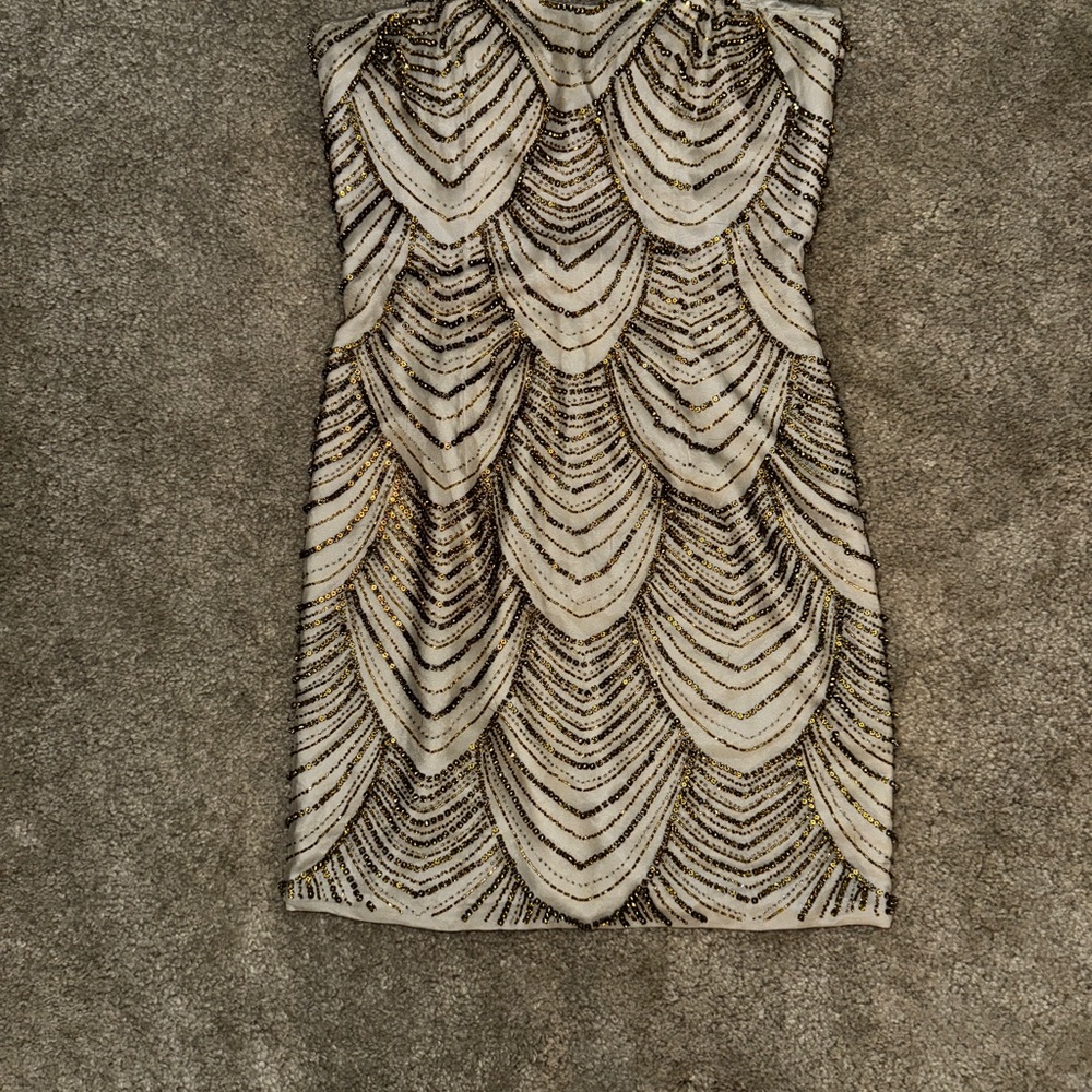 Elegant Gold and Black Beaded Dress